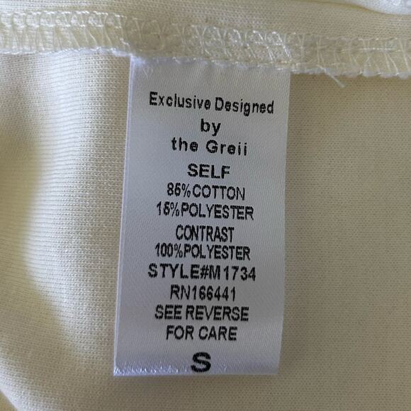 NWT The Greii Cream Crewneck Cap Sleeve Top Shirt Size Small - Picture 4 of 5